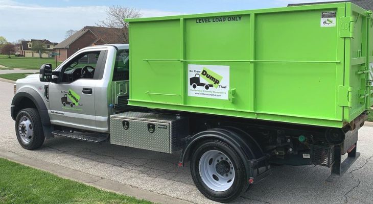 Roll off dumpster rental on a truck